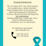 Plakat z informacją o Poradni Onkologicznej